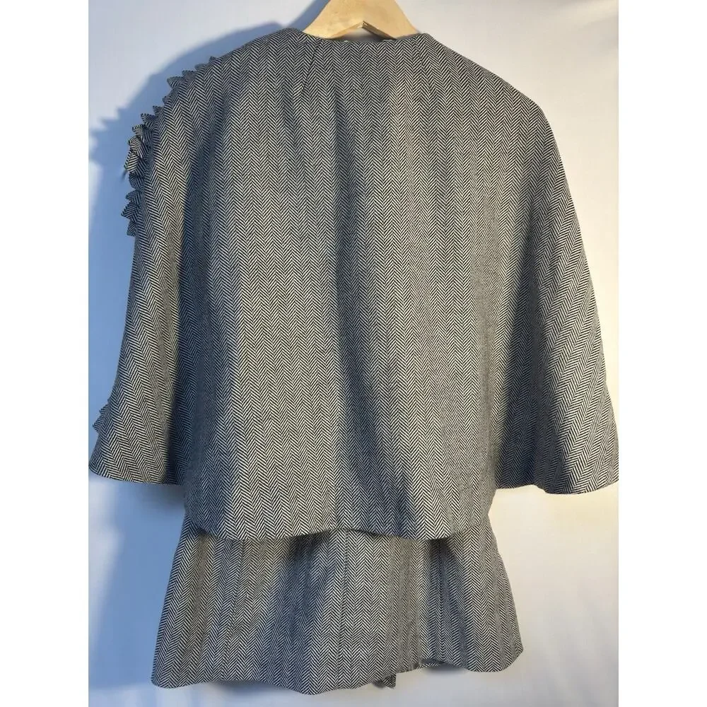 Banana Republic Olivia Palermo Herringbone Cape Jacket XS Petite Belted Wool - Picture 2 of 9
